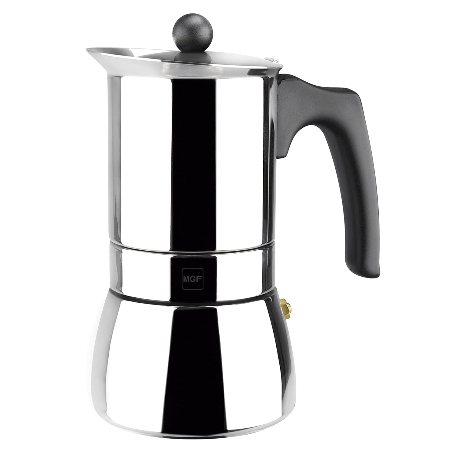 MAGEFESA Genova – Italian Coffee Maker with 10 Cups, 500 ml, 18/10 Stainless Steel, Ergonomic Handle, Energy Saving, All Types of Cookers, Induction