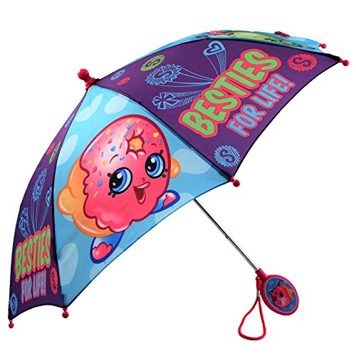 Shopkins Girls' Little Assorted Character Rainwear Umbrella, Blue/Purple, Age 3-7