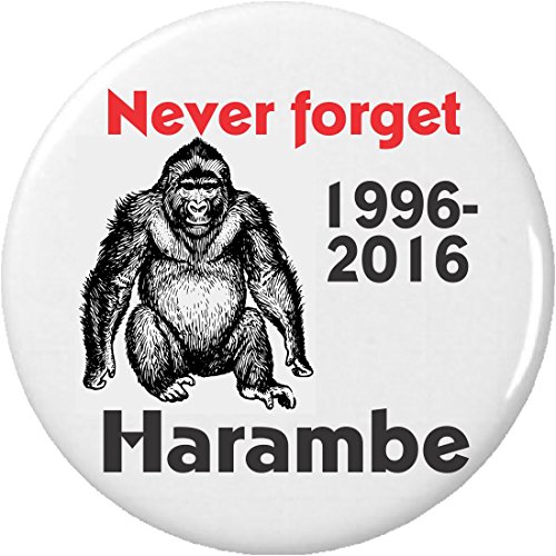 Never forget 1996-2016 Harambe with picture 2.25' Large Pinback Button Pin