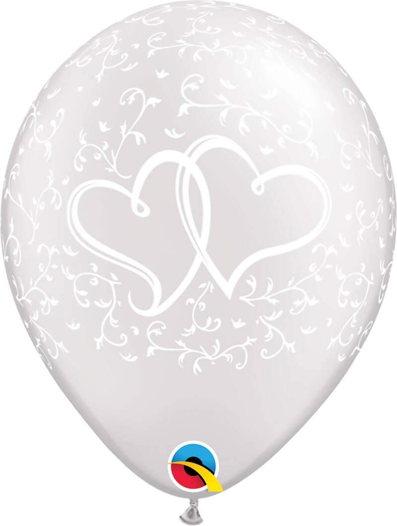 Qualatex 31497 Entwined Hearts Pearl White 11"/ 11-inch Round Latex Party Balloons (Pack of 25)