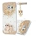 Samsung Galaxy S6 Case(Not for S6 Edge) - Mavis's Diary 3D Handmade Bling Crystal Golden Owls Flowers and Branch with Shiny Glitter Sparkly Diamond Rhinestone Clear Hard Back Case Cover for Samsung Galaxy S6 (2015) SM-G920F with Soft Clean Cloth (One Case&One Cute Owl Dust Plug)