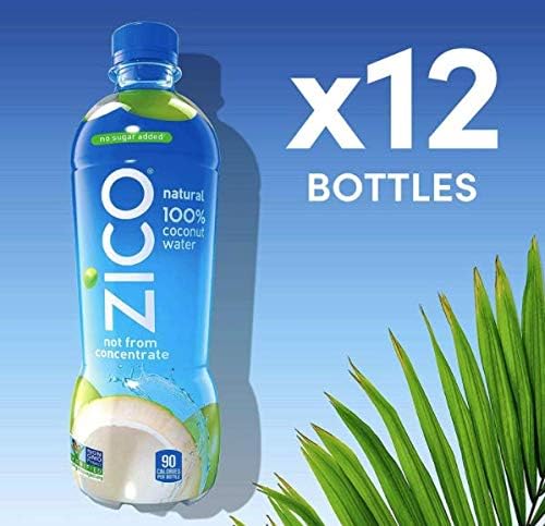 ZICO Natural 100% Coconut Water Drink, No Sugar Added Gluten Free, 16.9 fl oz, 12 Pack (pack of 24)