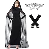 SKEFOLI Halloween Costume - Black Ghost Bride Sexy Scary Queen Vampire Long Dress Witch Zombie Adult Horror Carnival