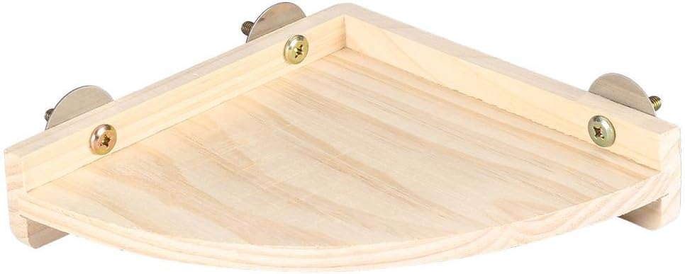 Fan Shape Wooden Platform, Cage Corner Platform Rack Rest Stand Small Pet Cage Accessory for Parrot Hamster Chinchillas Bird