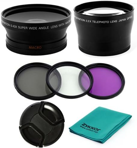 72mm Wide Angle + Macro + Telephoto Lens + UV CPL FLD Filter Kit+ Cap+ Cloth for Sony CYBERSHOT DSC-H7 DSC-H9 HDR-FX1 DSC-HX1 HDR-FX1000, Sony HXR-NX5U HXRNX5U HVR-S270 Z1U Z1P Z7U FX1 HVR-Z1U H50 A77 HVR-Z5 Z5U
