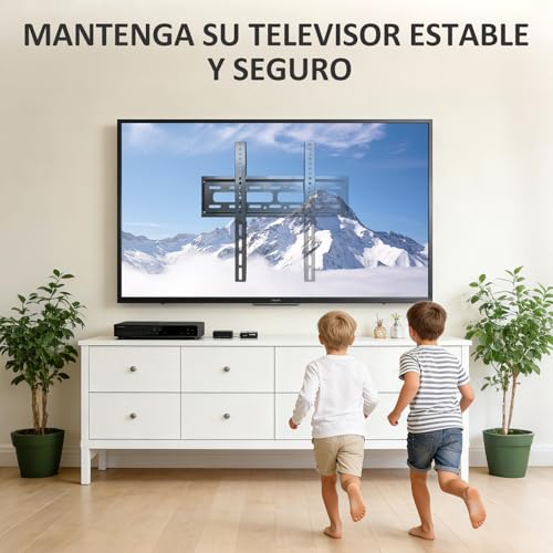 Salandens Soporte TV Universal, Soporte para Pantallas de LED y LCD de 26 a 65 Pulgadas, Soporta hasta 50 kg, Acero Súper Reforzado, Máx VESA 400x400 mm