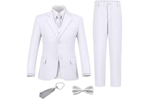 FXZPIODI Boys Suit Set Slim Fit Kids Formal Suits Toddler Tuxedo Wedding Prom Classic Suits for Boy Teen Black Blue Dress Outfit