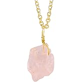 NJCRAFT Raw Gemstone Pendant Necklace for Women |Natural Healing Crystal Rough Pendant 15–25 Carat | 8–14 mm Stone |Gold Plated Chain 16+2 Inch Adjustable | Gift Jewelry