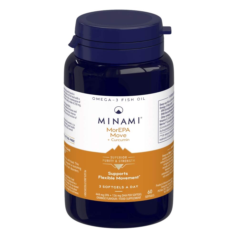 Omega 3 Fish Oil Supplement - Minami - MorEPA Move Plus Cucurmin - High Concentration of DHA & EPA - Cucurmin and Vitamin C Support Flexible Movement for Joints and Muscles - 60 softgels