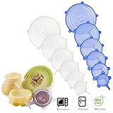 Silicone Stretch Lids - MMTX 12Pcs Reusable Food Storage Lids Durable Silicone Bowl Covers Elastic Food Covers with Various Sizes, Keep Food Fresh