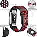 Maledan Sport Bands for Fitbit Charge 2 with Air Holes, Black/Red Small