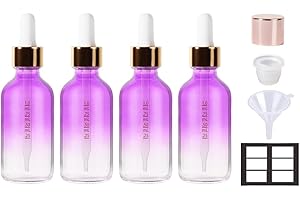 Stellacare 4P Dropper Bottle, Small Glass Bottle, Small Glass Bottles with Lids Travel Set Oil Bottles