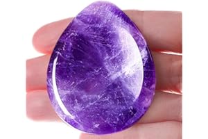 DUQGUHO 1.7" Worry Stone Natural Amethyst Healing Crystals Thumb Worry Stones for Anxiety Reiki Crystal Gemstone Polished Pocket Energy Quartz Stone