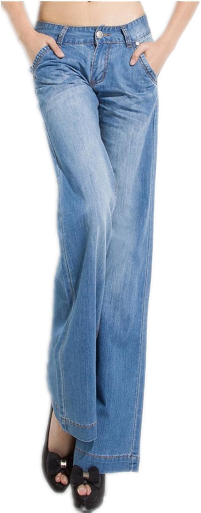 blue denim palazzo pants