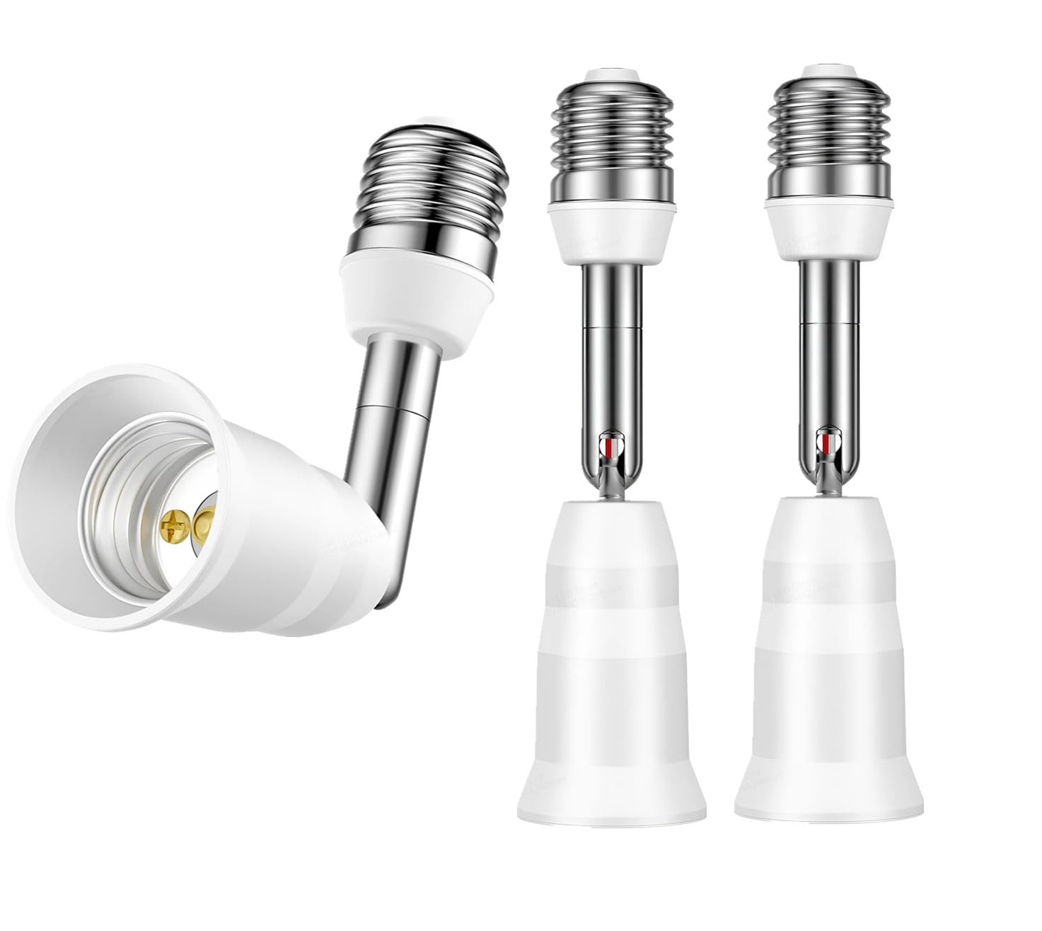 Photo 1 of E26/E27 Light Socket Extender, E26/E27 4.5 Inch Extension Socket Extender Adapter, Adjustable Vertical 180°Horizontal 360°, Flexible Medium Light Bulb Socket Converter (3-Pack)