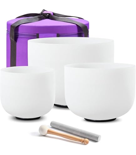 Amazon.com: CVNC 432HZ Crystal Singing Bowl Set of 3, Frosted