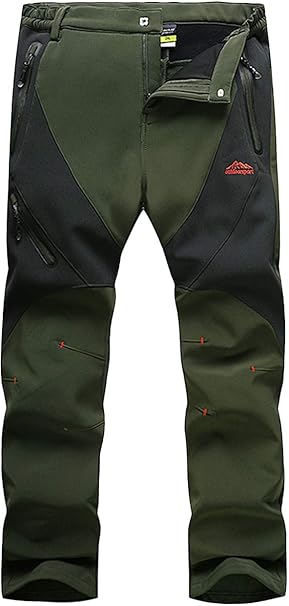 TACVASEN Herren Gefüttert Berghosen Outdoorhose Wasserdicht Winddicht Warm Softshellhose Wanderhose Winterhose