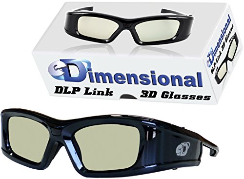 Adult DLP LINK eD Elite 144 Hz 3D Glasses (eDimensional Active Rechargeable) for All 3D DLP Projectors – BenQ, Optoma, ViewSonic & Endless Others!
