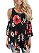 Alvaq Women Summer Casual 3 4 Long Sleeve Sexy Ladies V Neck Cold Shoulder Floral Top Plus Size Blouses Tunic Black, (US18-20)XX-Large