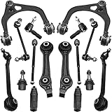 Detroit Axle - RWD Front Upper & Lower Control Arms + Tie Rods + Sway Bars Replacement for 300 Dodge Challenger Chargere Magnum - 16pc Set