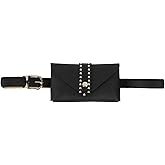 Women Mini Punk Rivet Fanny Pack Waist Bag with Belt Cellphone Pouch for Travel Workout Running Hiking