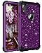 LONTECT for iPhone XR 2018 Case Glitter Sparkly Bling 3 in 1 Shockproof Heavy Duty Hybrid Sturdy High Impact Protective Cover Case for Apple iPhone XR 6.1,Shiny Dark Purple