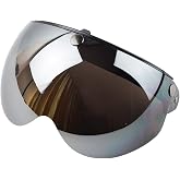 Helmet Visor Replacements,Universal 3 Snap Retro Helmet Visor Windproof Sun Shield Half Face Motorcycle Helmets Visor,Up Down Open Face Helmet Half Face Shield(Mirror)