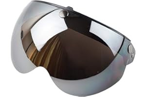 Bticx Universal 3-snap Retro Helmet Visor Windproof Sun Half Face Motorcycle Helmets Visor, Flip Up Visor Lens