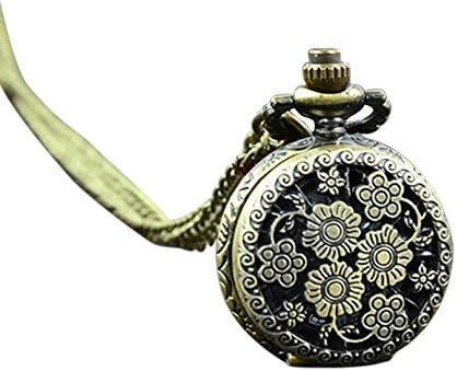 GlobalDealRetro Vintage Steampunk Quartz Necklace Carving Pendant Chain Clock Pocket Watch