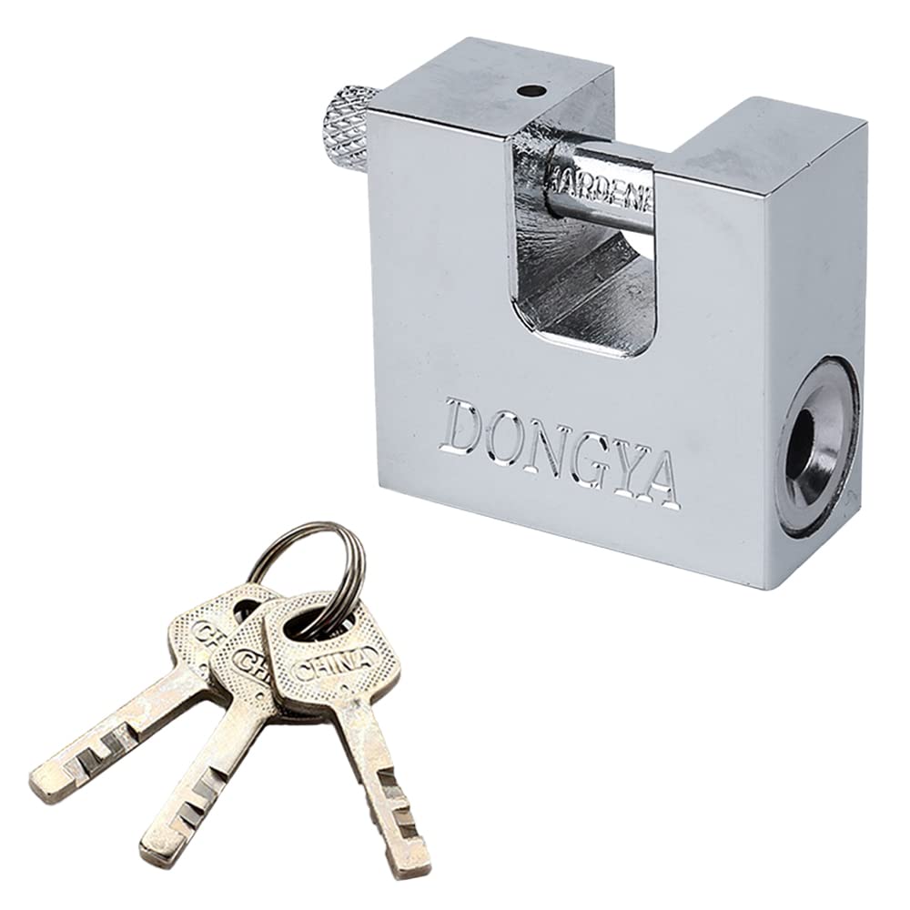 D-Shaped Stainless Steel Padlock with 3 Keys 40 mm Waterproof Heavy Duty Padlock for Gate Doors Lockers Shed Garage Warehouse Shipping Container Motorbike Chain