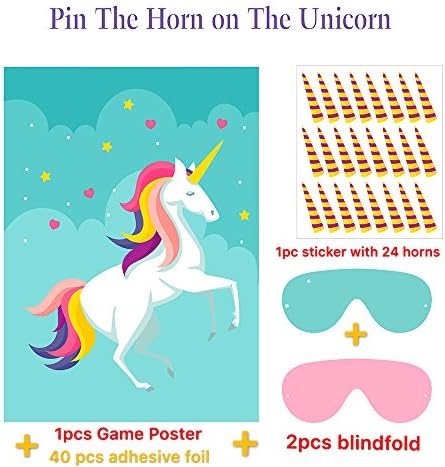 Pin The Horn On The Unicorn Fun Kids Birthday Party Favors Home Games Rainbow Unicorn Decoration Festive Party Supplies