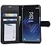 Samsung Galaxy S8 Case, Abacus24-7 Wallet with Flip Cover [RFID Blocking] Credit Cards Pockets and Stand, Black