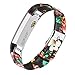 bayite Leather Bands Compatible with Fitbit Alta and Alta HR, Black/Red Floral 5.5