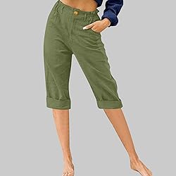 FOCLMP Womens Summer Capris Pants Dressy Causal