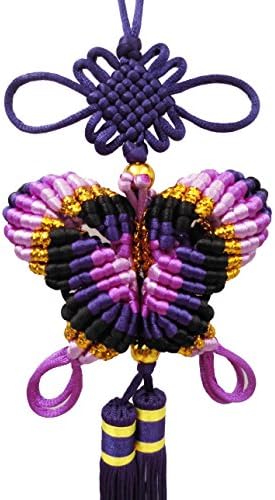 Feng Shui Decor, KNOT LOVE Chinese Knot Tassels with Butterfly, Lucky Charms for Prosperity and Good Fortune, Chinese Home Decoration (Purple)