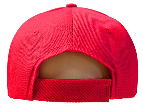 Unisex Adult Men Women Classic Plain Adjustable Velcro Sports Outdoor 6 Panel Hat Baseball Cap DF-2100 (Adult, Red)