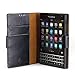 BlackBerry Passport Case, ACEABOVE [Stand Feature] Blackberry Passport Wallet Case **NEW** [Book Cover Case] [Black] - Premium Genuine Leather Wallet cover with Hand Strap - Leather Case with STAND Flip Cover and Credit Card ID Holders for Blackberry Passport 2014 Model – (Black)