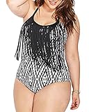 Lalagen +Hot+ Women's Halter Tassel Diamond Plus Size Swimsuit Monokini