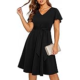 Plus Size Wedding Guest Dress - Cocktail Formal Fall Short Sleeve V Neck A-Line Midi Dresses for Women 2025