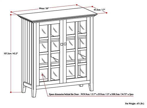 Acadian Solid Wood 39 inch Wide Rustic Medium Storage Cabinet in Brunette Brown