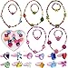IDOXE 17pcs Value Set Little Girl Jewelry Set, Wood Stretch Necklace Bracelet Play Jewelry with Crystal Rings Heart Box (Muticolor Necklace Bracelets Ring)
