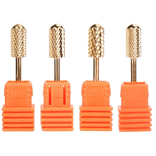Youyouchard Electric Nail File Gold Carbide Nail Drill Bit Set Professional Bits Tools 3/32'' Golden Carbide Art Nail Electric Nail File For Manicure Pedicure Tools(H01(4PCS))