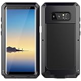 LISOPO Samsung Galaxy Note 8 case, Heavy Duty Hybrid Armor Aluminum Metal Dual Layer Bumper Case Soft Rubber Military Shockproof Hard Cover For Samsung Galaxy Galaxy Note 8 (Black)(No Glass Screen)