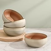 Ava Nord Stoneware Ceramic Cereal Bowls Set of 4, 21 oz | Lead-Free, Cadmium-Free | Microwave and Dishwasher Safe | For Soup, Salad, Rice, Dessert, Ice Cream | Nordic Design | Terracotta/Sage Ash