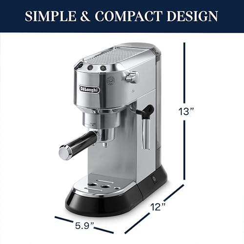 De'Longhi Dedica Espresso Machine with Manual Milk Frother, 15-Bar