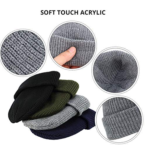 SATINIOR 4 Stücke Trawler Beanie Watch Hut Aufrollen Edge Schädeldecke Fisherman Beanie Unisex – Bild 6