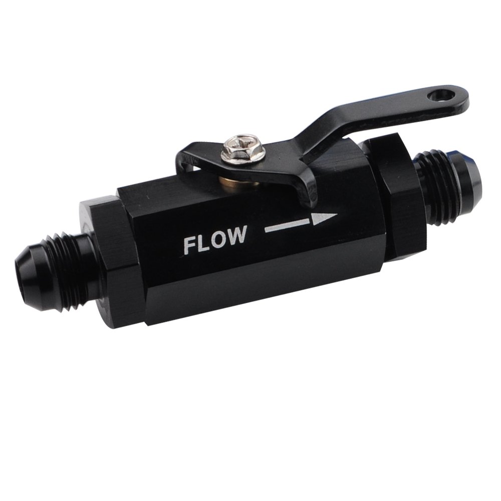 6 AN Male Flare Aluminum Inline Fuel Shut Off Valve Flow