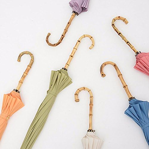 OLQMY-Bone hook bamboo 16 small fresh straight retro bar wind umbrellas do not spray long umbrella for men and women,Blue