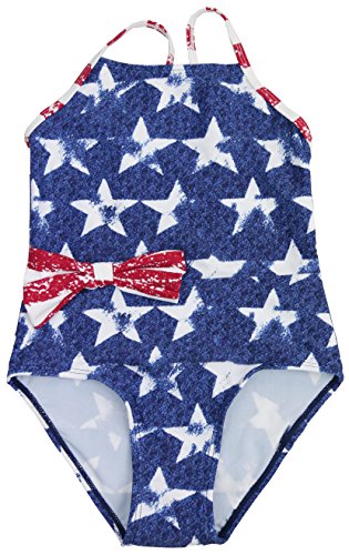 ToBeInStyle Girls' Square Neck Side Bow Swimsuit - Star - 8-9