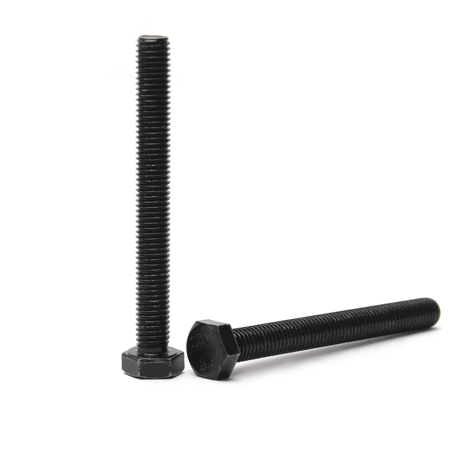 Yinpecly M10 x 90mm Carbon Steel Grade 8.8 External Hex Head Screw Bolts Metric Thread Hexagon Bolts Fastener, 3.81''x0.63''x0.63'' (LxWxH) for Machinery Furniture Hardware Black 3pcs